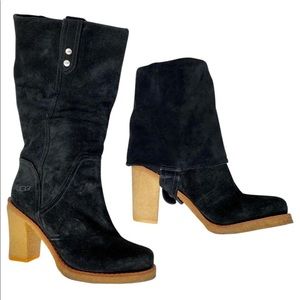 Ugg Josie Black Suede Convertible High Low Boots